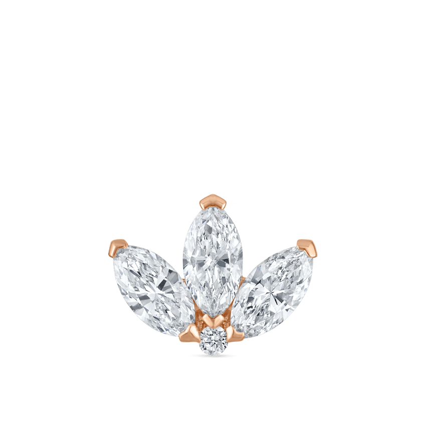 Engraved Diamond Lotus Stud Earring