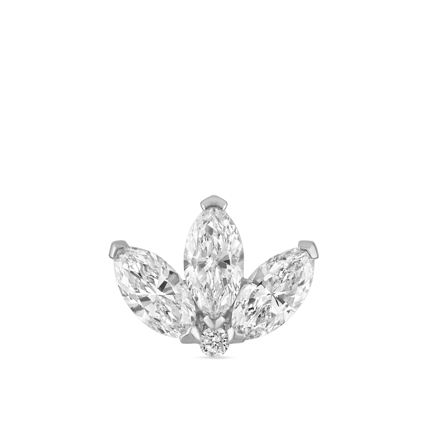 Engraved Diamond Lotus Stud Earring