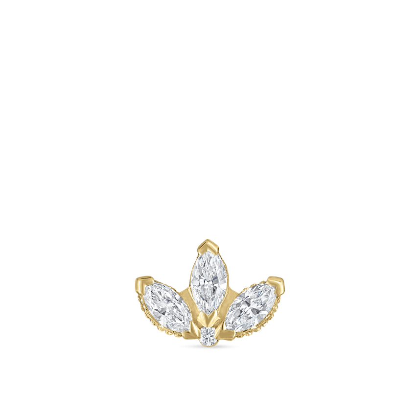 Engraved Diamond Lotus Stud Earring