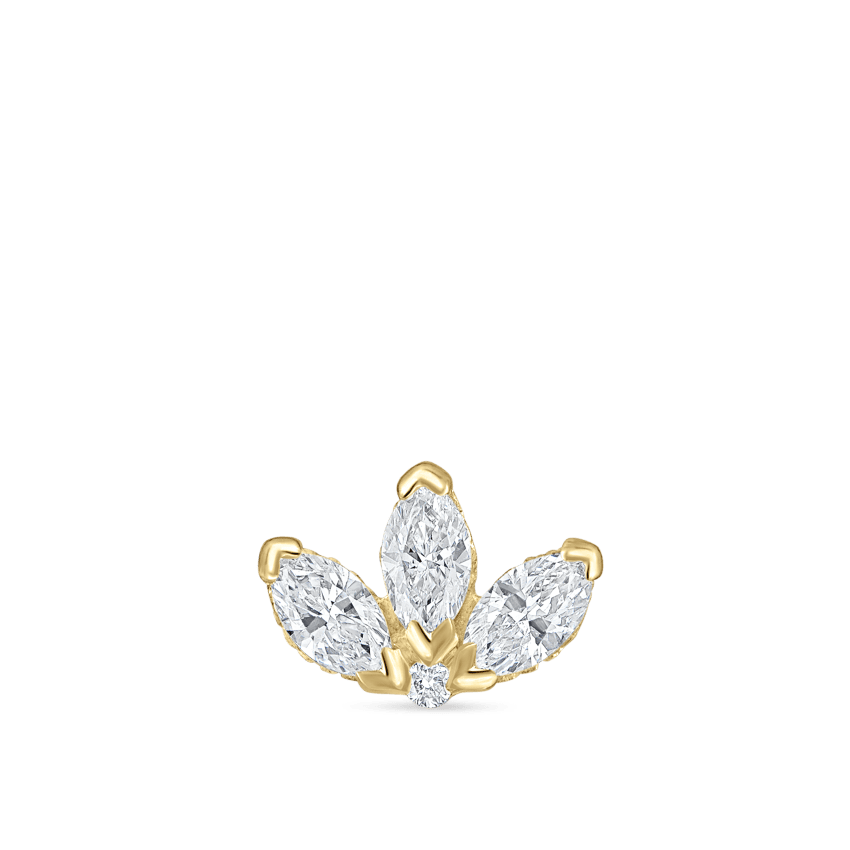 Engraved Diamond Lotus Stud Earring