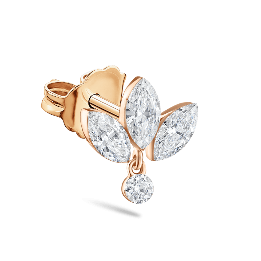Invisible Set Diamond Lotus Dangle Stud Earring