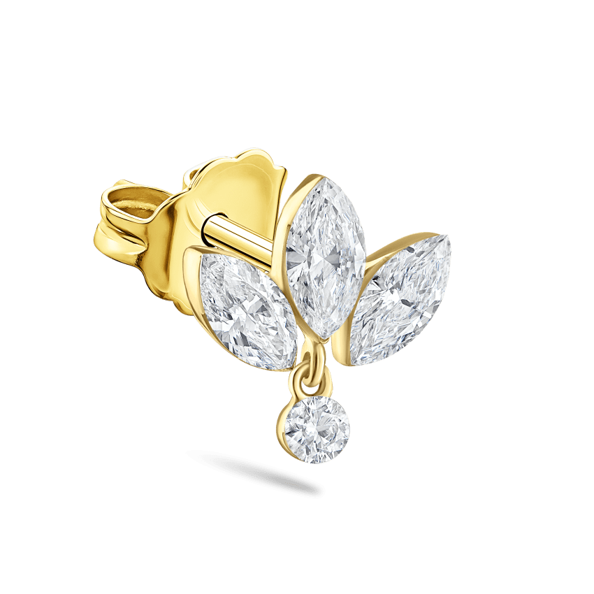Invisible Set Diamond Lotus Dangle Stud Earring