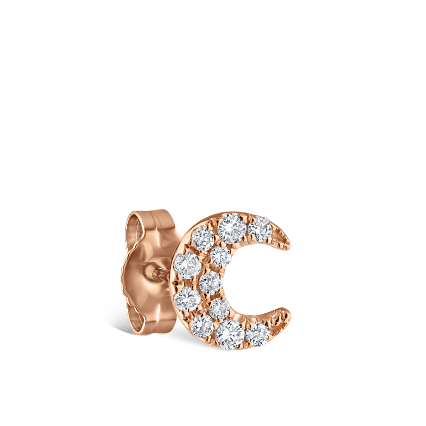 Diamond Moon Stud Earring