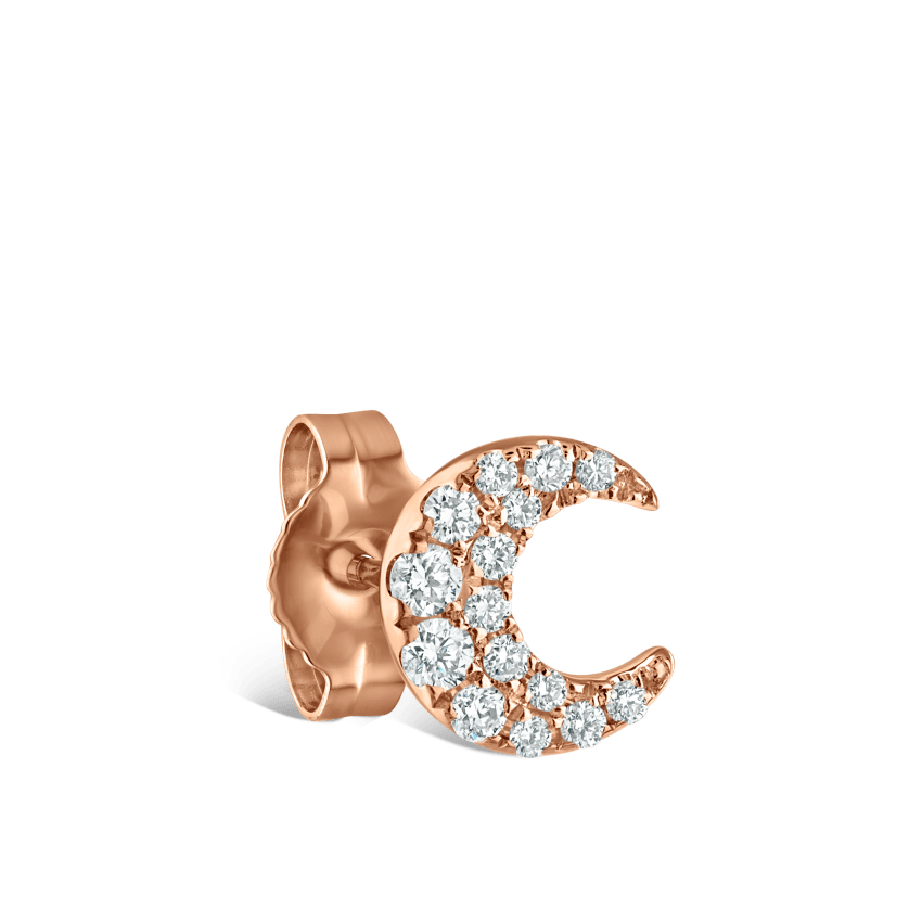 Diamond Moon Stud Earring