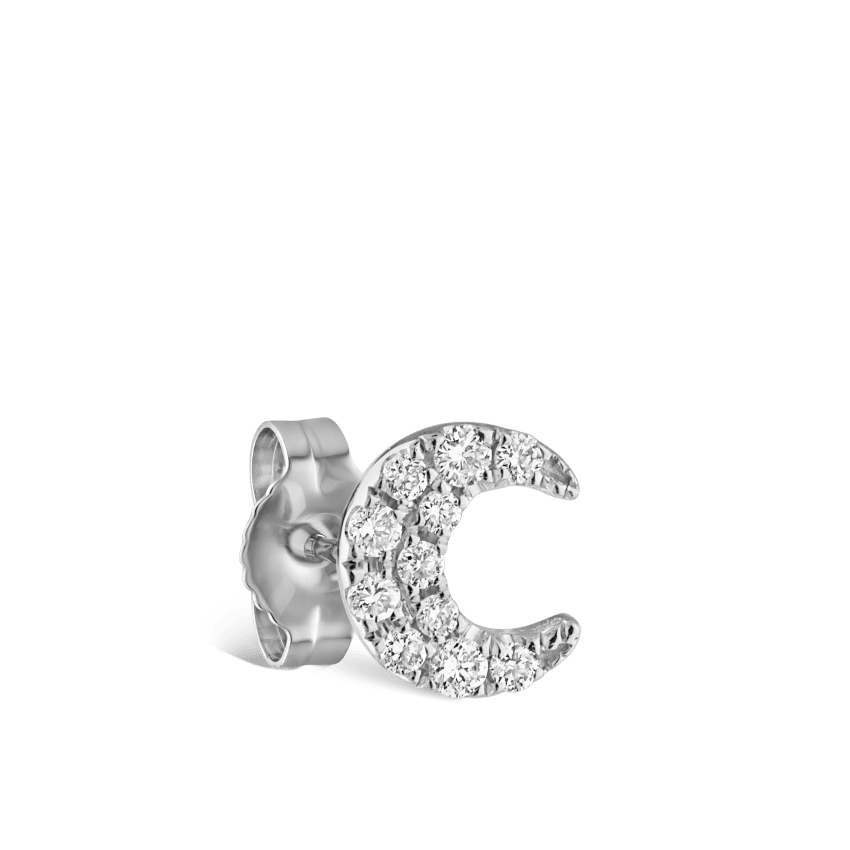 Diamond Moon Stud Earring