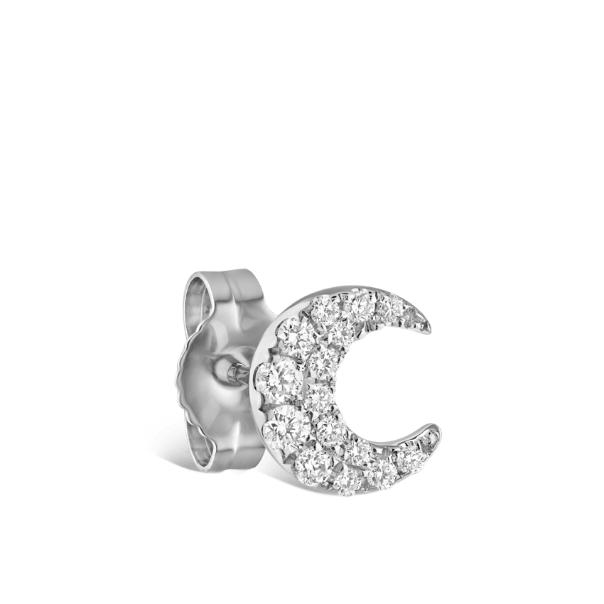 Diamond Moon Stud Earring