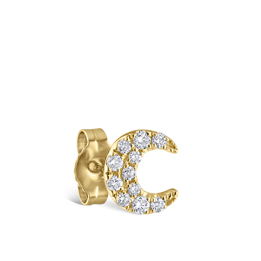 Diamond Moon Stud Earring