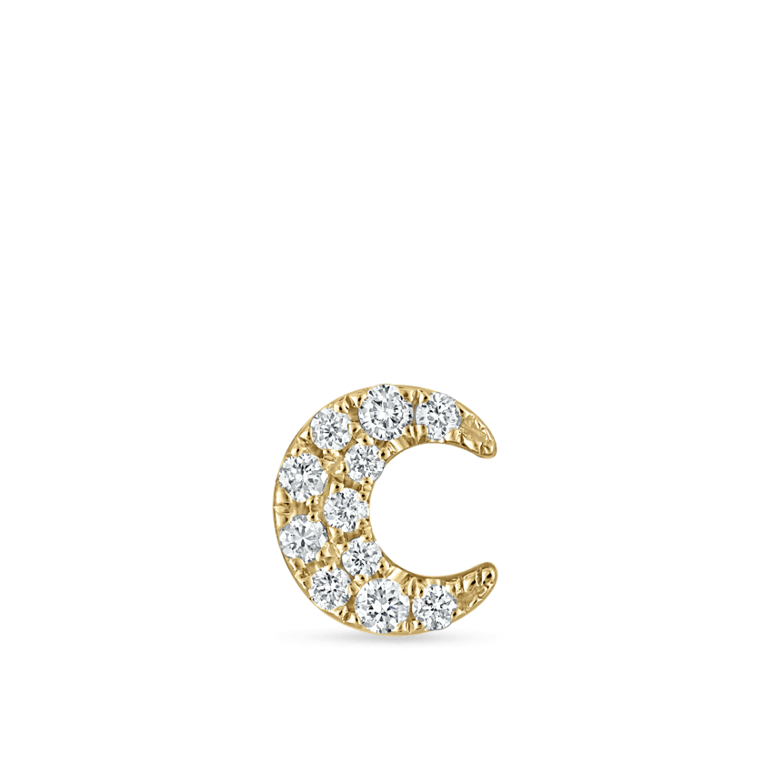 Diamond Moon Stud Earring