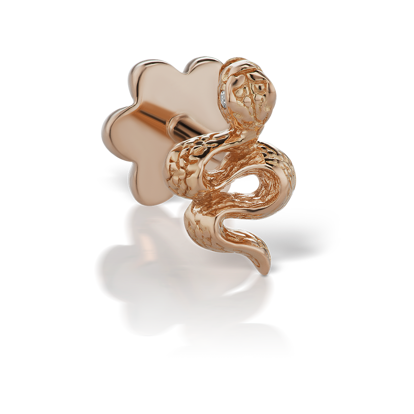 engraved-snake-with-diamond-eyes-threaded-stud-earring-rose-gold-5mm-left-5mm-rose-gold-xsnegd-rg-w5-l-a