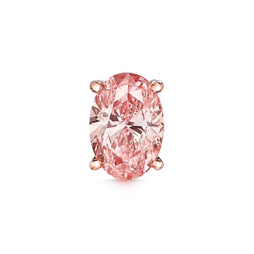 Engraved Pink Oval Diamond Stud Earring