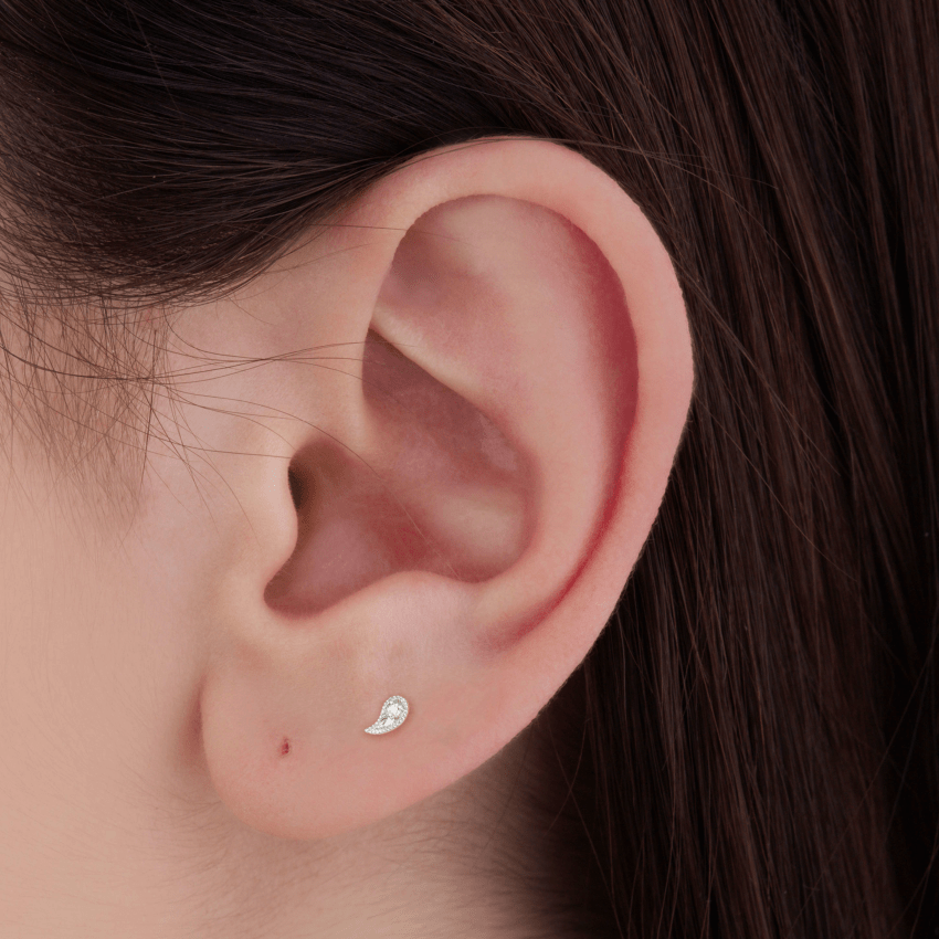 Diamond Paisley Stud Earring