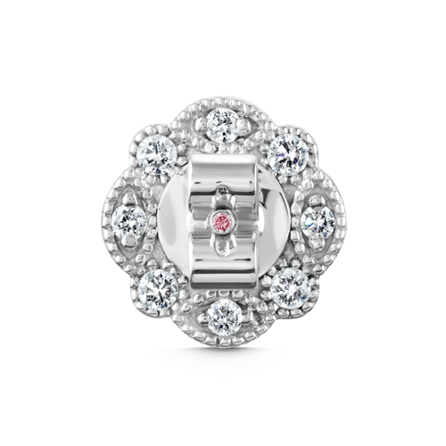 Prong Set Pink Pear Diamond, Invisible Set Filigree Stud Earring