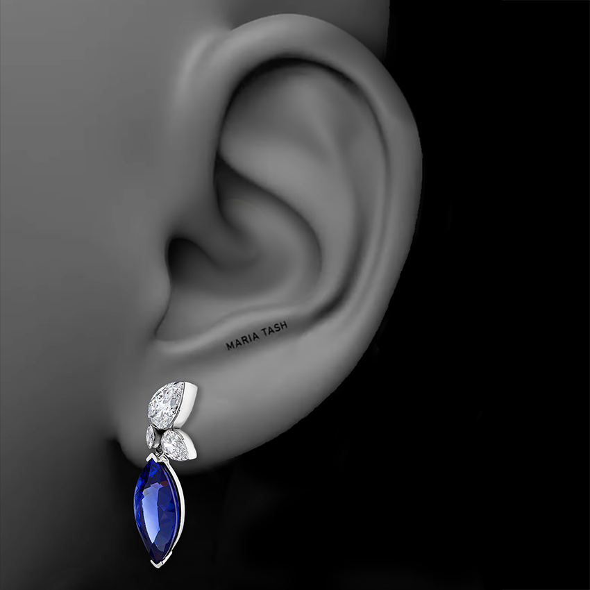 Grand Tanzanite Marquise Pear Diamond Echo Earring