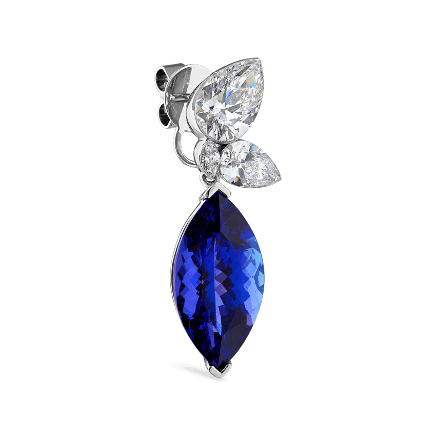 Grand Tanzanite Marquise Pear Diamond Echo Earring
