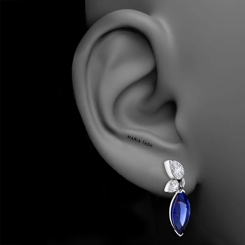 Grand Tanzanite Marquise Pear Diamond Echo Earring