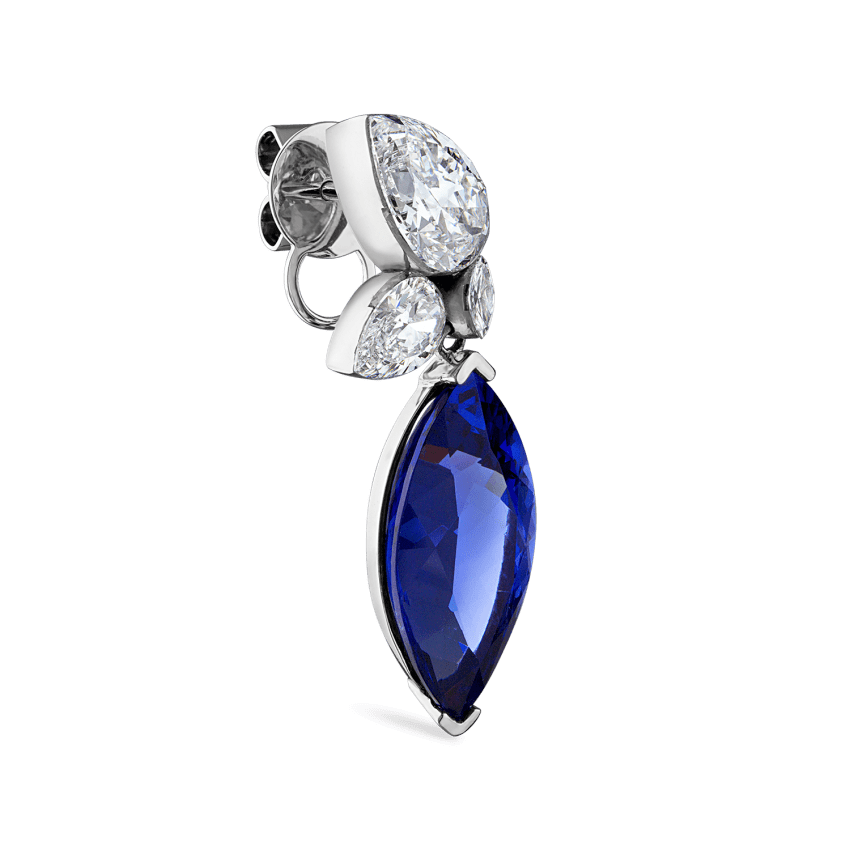 Grand Tanzanite Marquise Pear Diamond Echo Earring