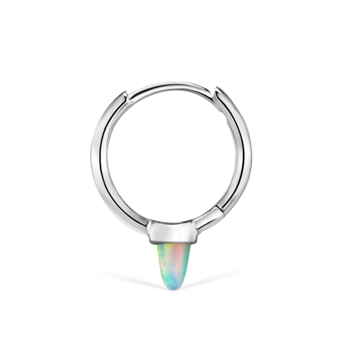 Opal Single Short Spike Hoop Earring (Non-Rotating)