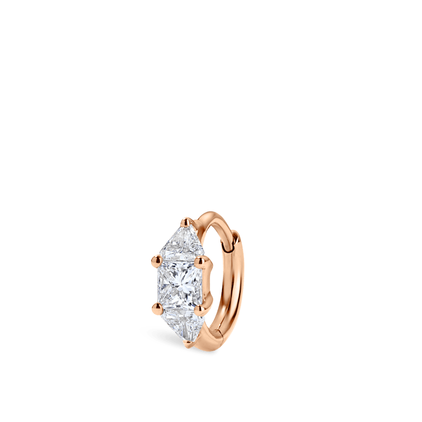 3mm Diamond Princess Triangle Hoop Earring (Non-Rotating)