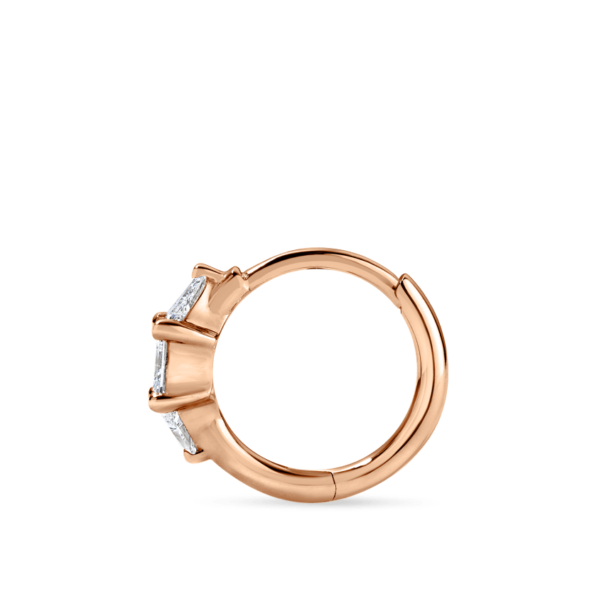 3mm Diamond Princess Triangle Hoop Earring (Non-Rotating)