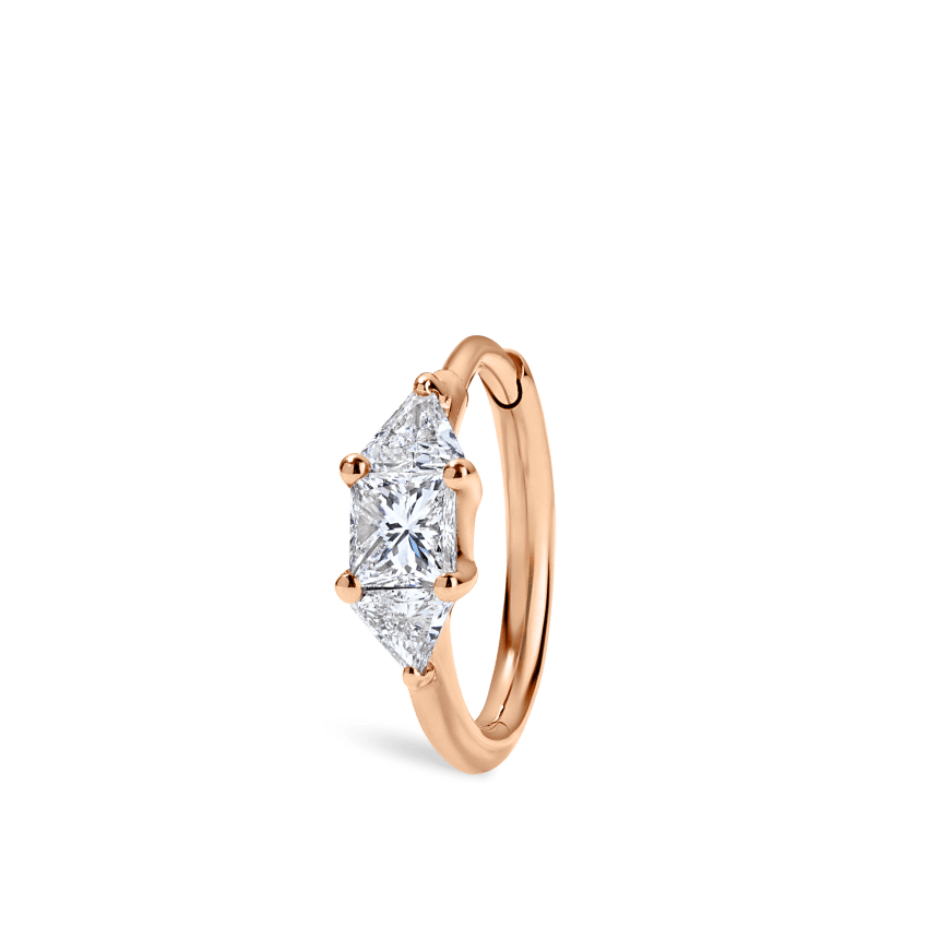3mm Diamond Princess Triangle Hoop Earring (Non-Rotating)