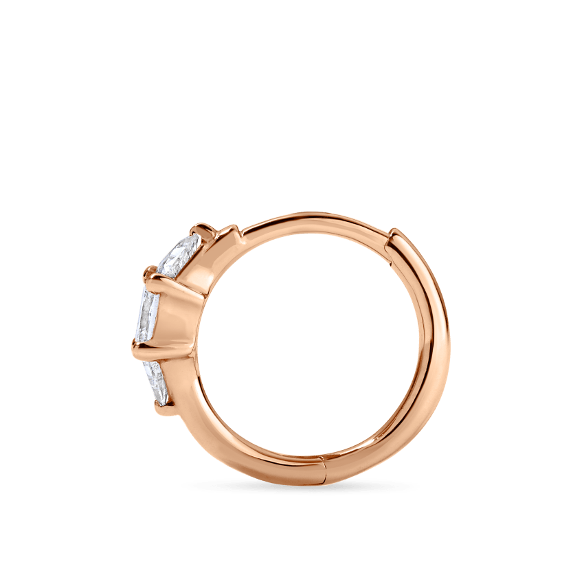 3mm Diamond Princess Triangle Hoop Earring (Non-Rotating)