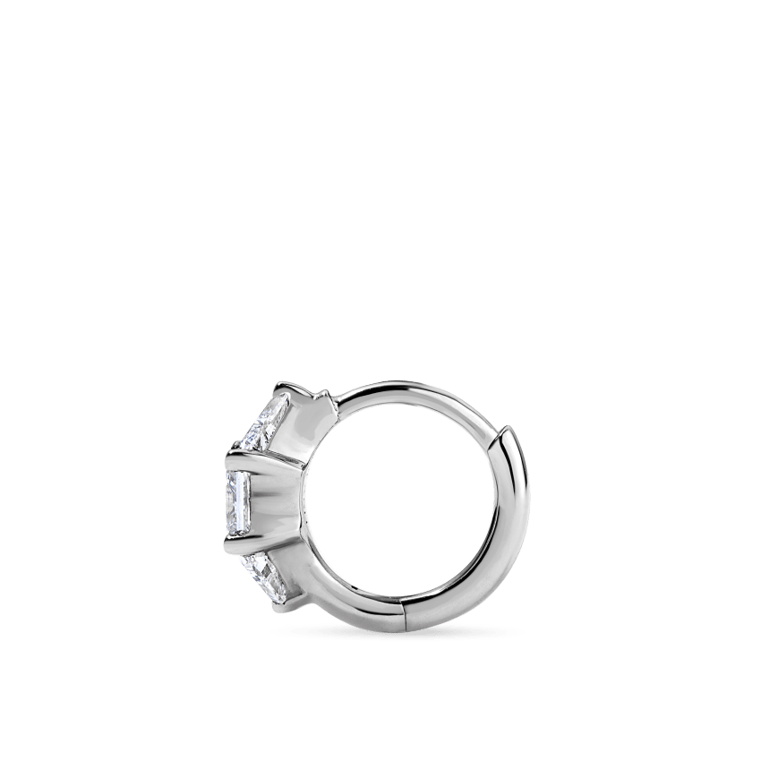 3mm Diamond Princess Triangle Hoop Earring (Non-Rotating)