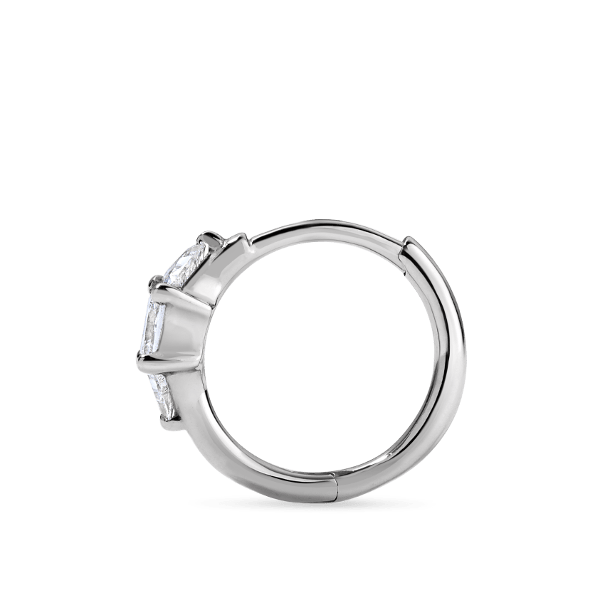 3mm Diamond Princess Triangle Hoop Earring (Non-Rotating)