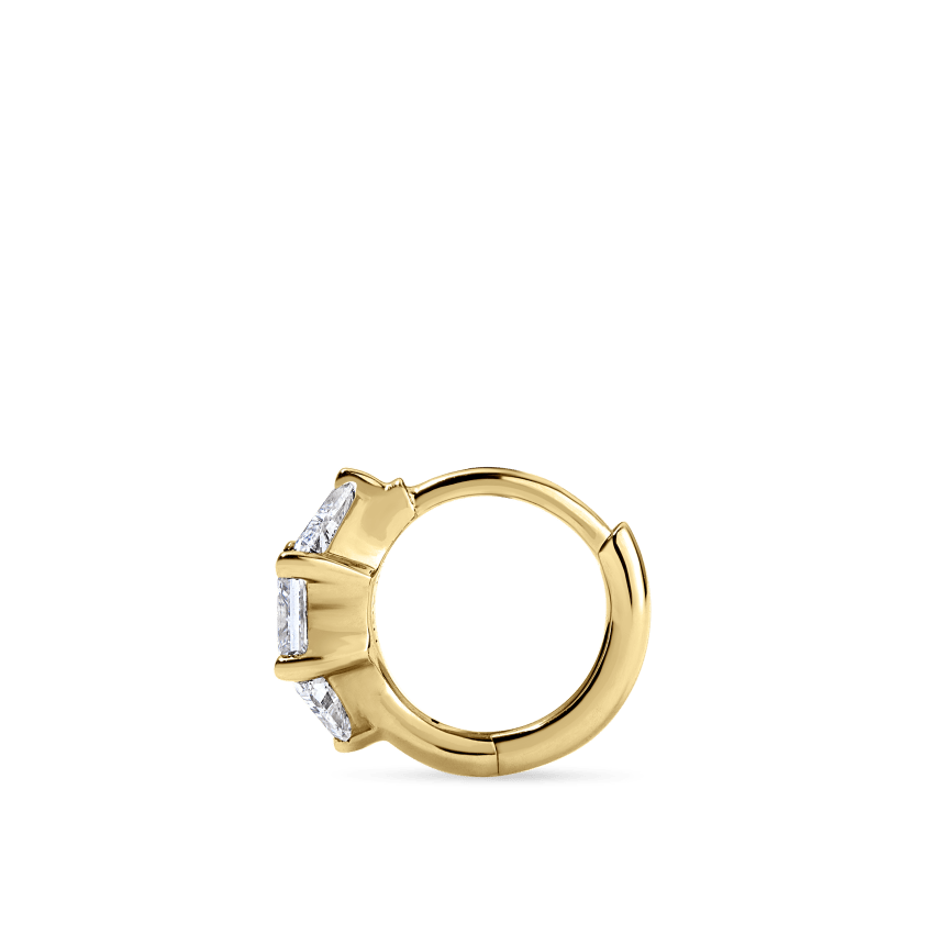 3mm Diamond Princess Triangle Hoop Earring (Non-Rotating)