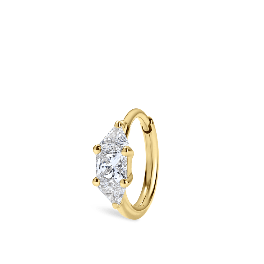 3mm Diamond Princess Triangle Hoop Earring (Non-Rotating)