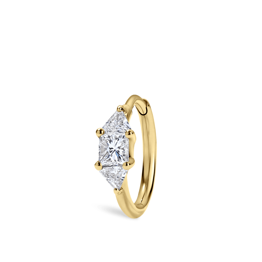 3mm Diamond Princess Triangle Hoop Earring (Non-Rotating)