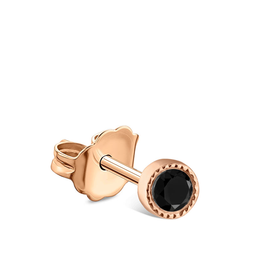 Scalloped Set Black Diamond Stud Earring