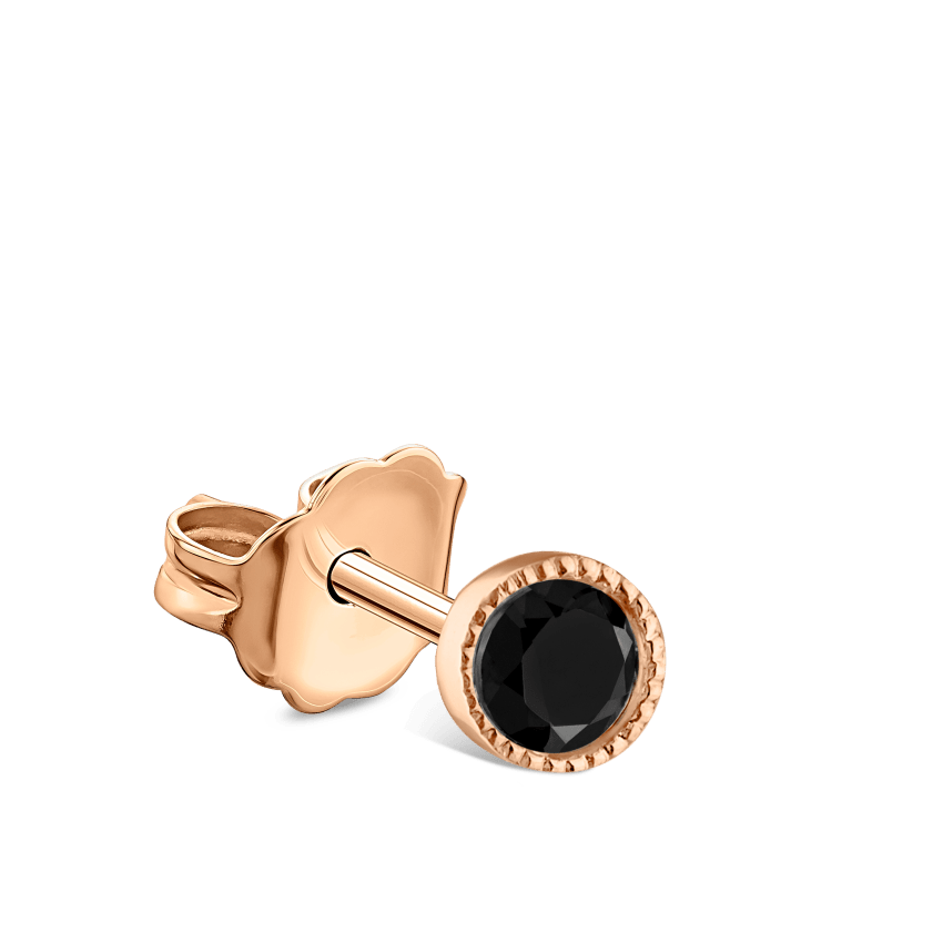 Scalloped Set Black Diamond Stud Earring