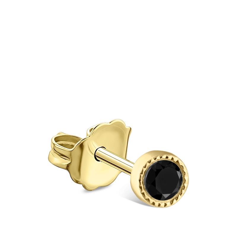 Scalloped Set Black Diamond Stud Earring