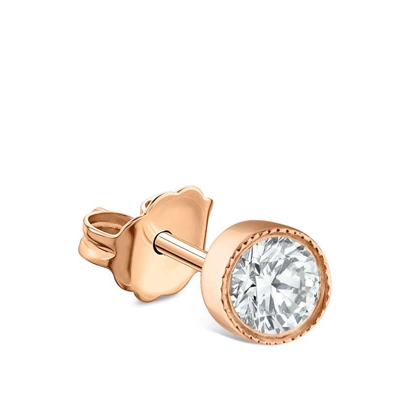 Scalloped Set Diamond Stud Earring