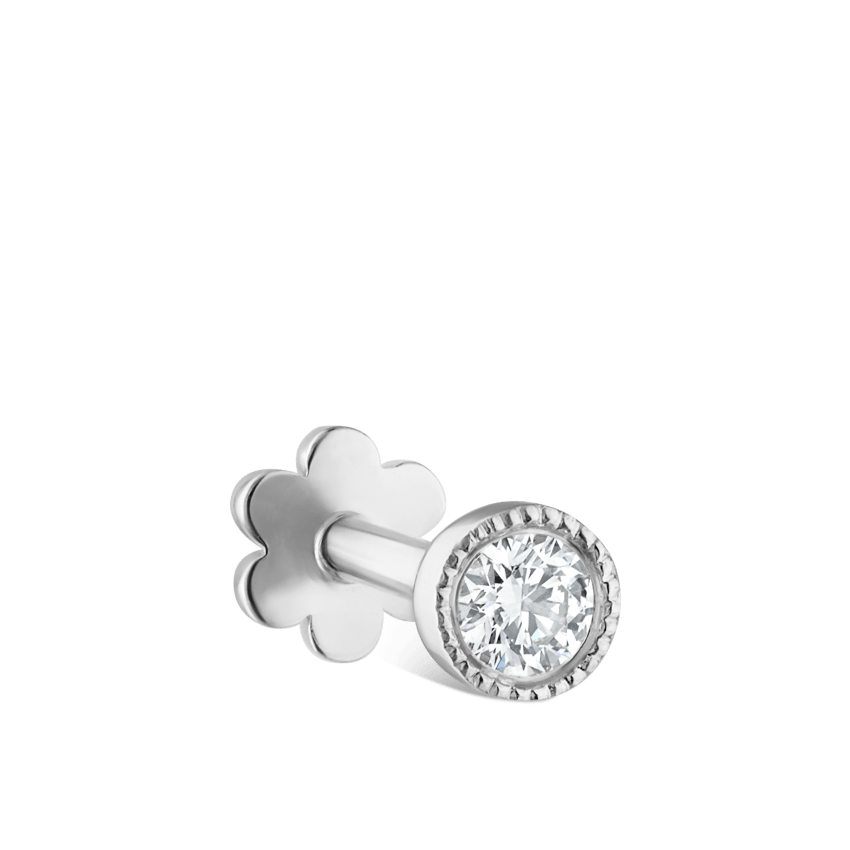 Scalloped Set Diamond Threaded Stud Earring