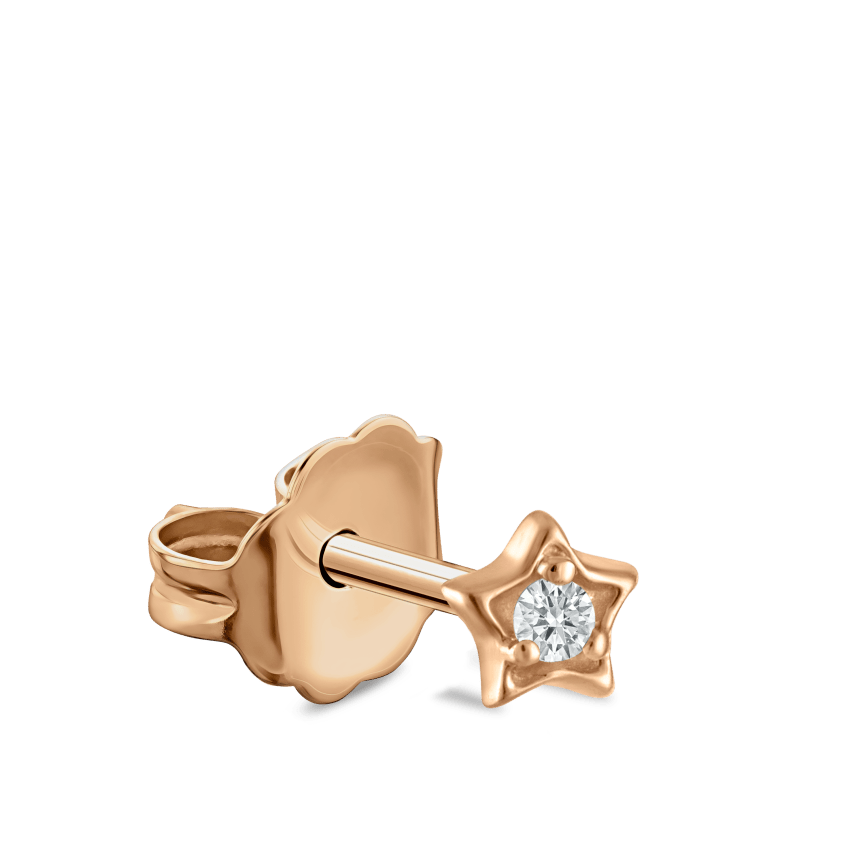 Diamond Solitaire Star Stud Earring