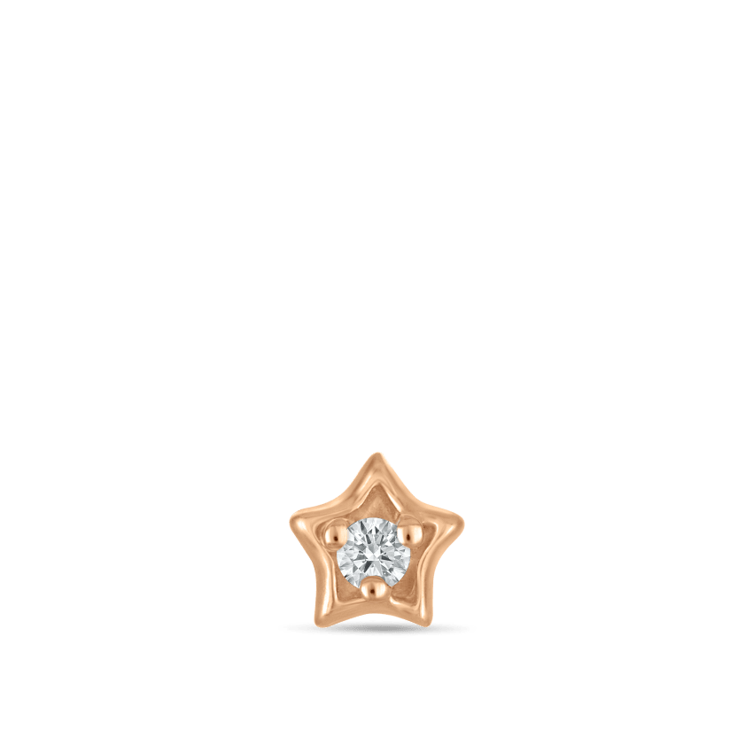 Diamond Solitaire Star Threaded Stud Earring