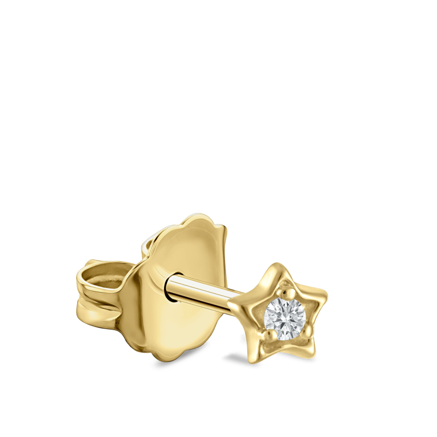 Diamond Solitaire Star Stud Earring