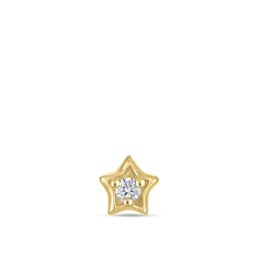 Diamond Solitaire Star Threaded Stud Earring