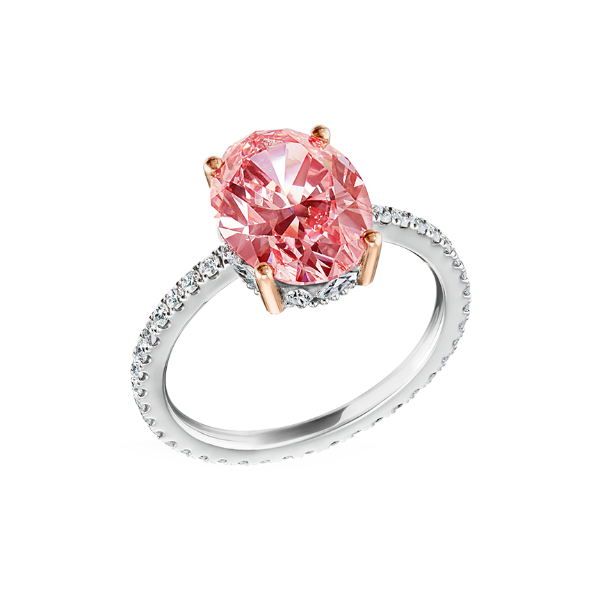 Pink Oval Diamond Eternity Finger Ring