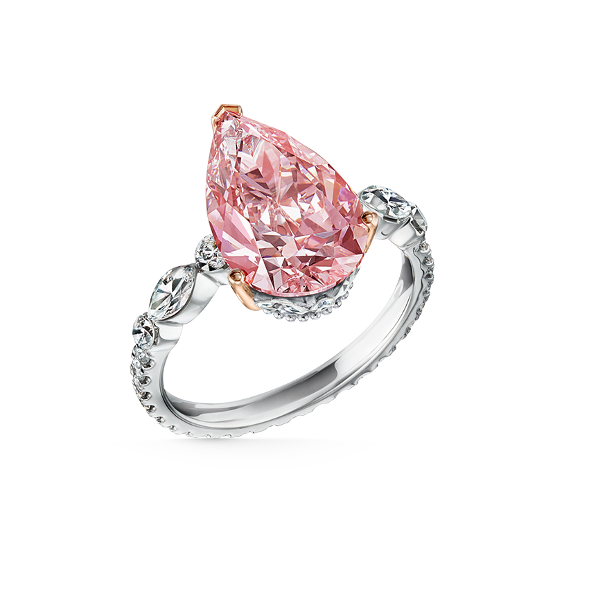 Pink Pear Diamond Eternity Finger Ring