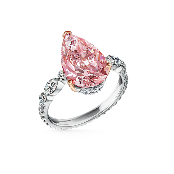 Pear Shape Cubic Zirconia Engagement Ring For Women - Clear & Pink CZ, Dainty Wedding Band, Gift Box - View #13