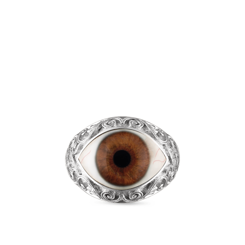 Lace and Pavé Diamond Eye Finger Ring