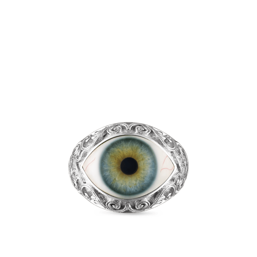 Lace and Pavé Diamond Eye Finger Ring