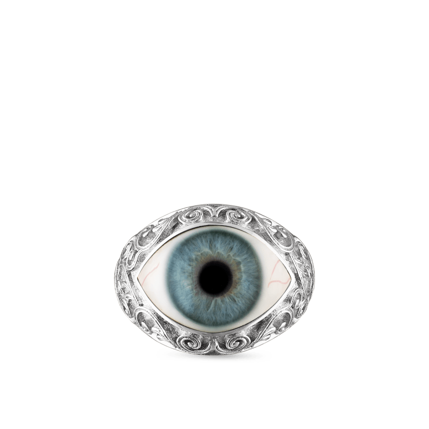Lace and Pavé Diamond Eye Finger Ring