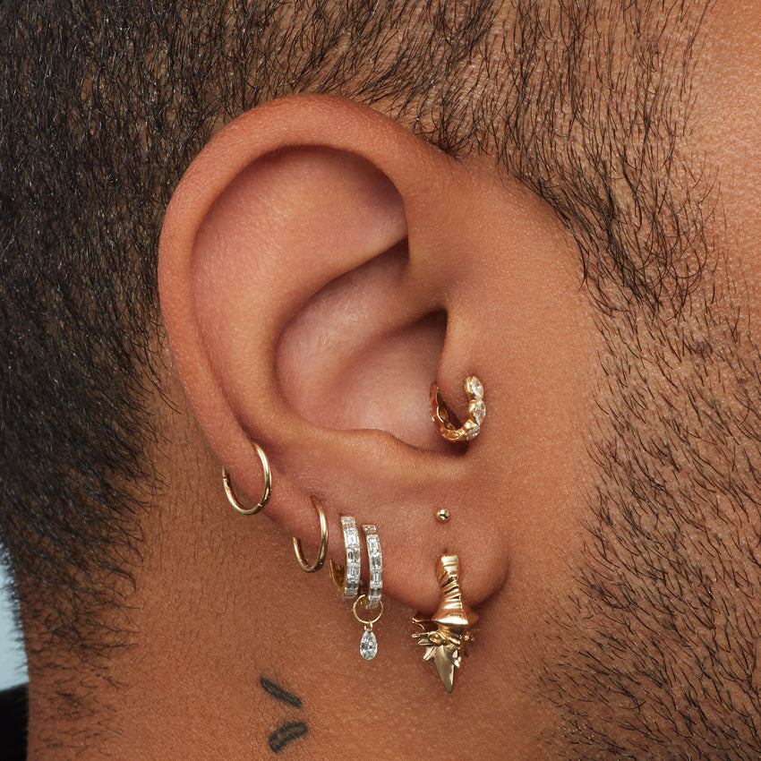 Invisible Set Baguette Diamond Eternity Hoop Earring