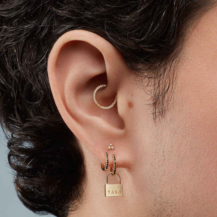 Diamond Five Row Pavé Hoop Earring (Bottom Hinge)