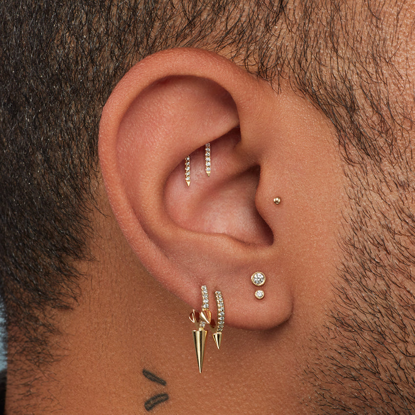 Triple Long Spike Diamond Eternity Hoop Earring