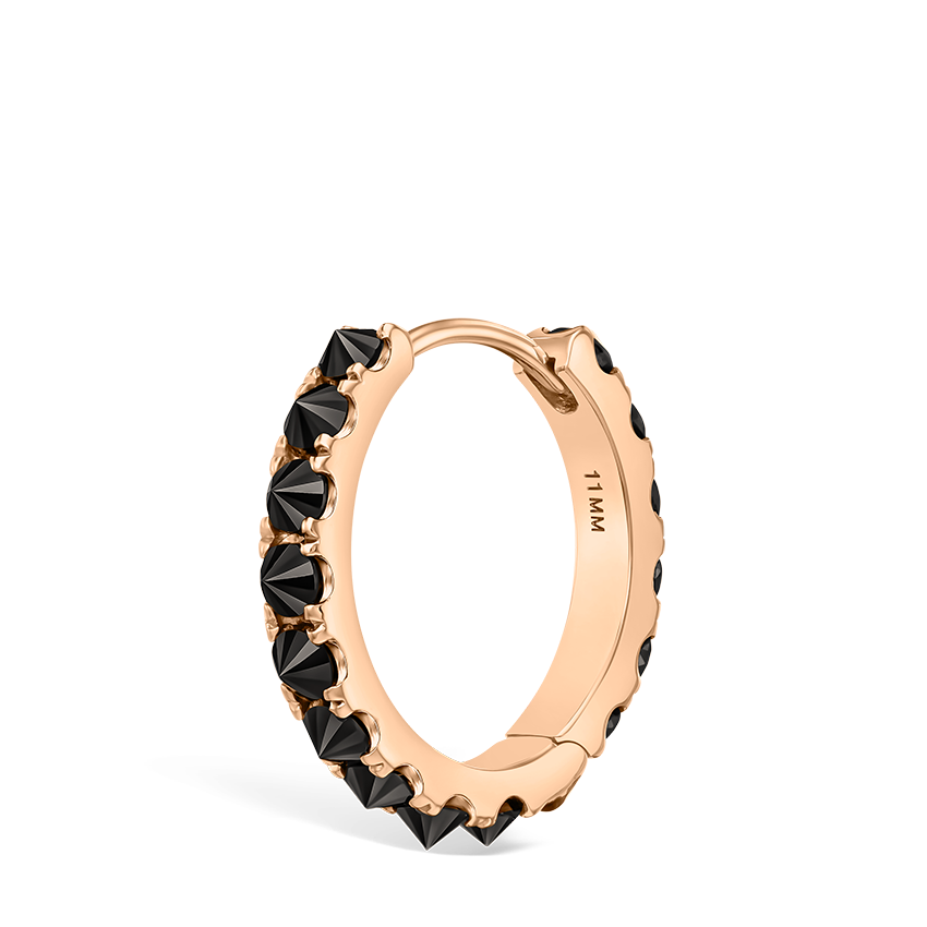 Reverse Set Black Diamond Eternity Hoop Earring
