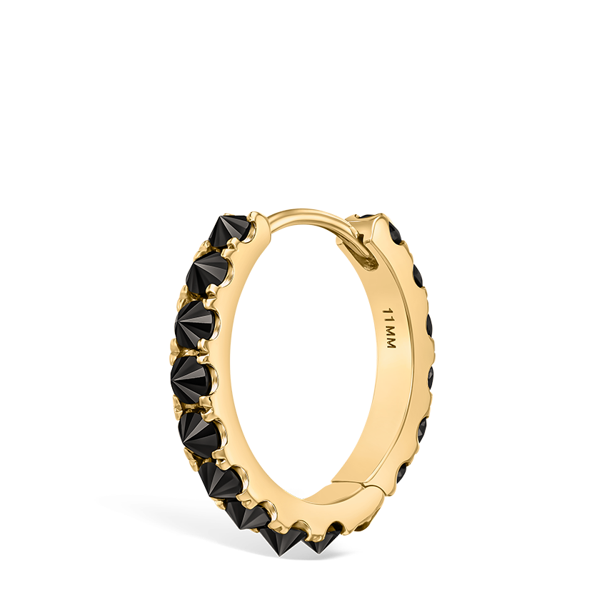 Reverse Set Black Diamond Eternity Hoop Earring